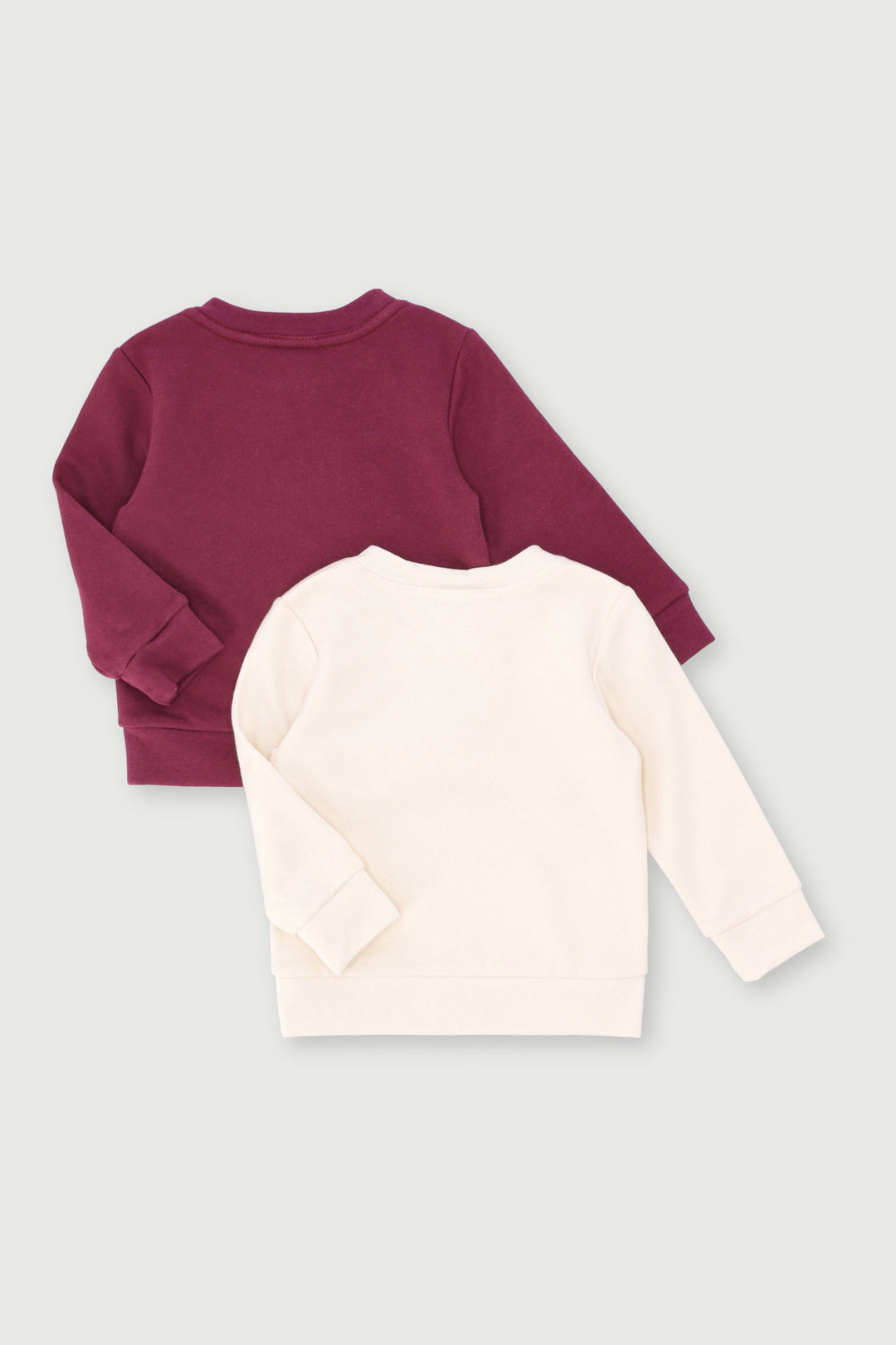 Baby Girls 2 Pack Long Sleeve Plain Strech Fleece Top - Grape