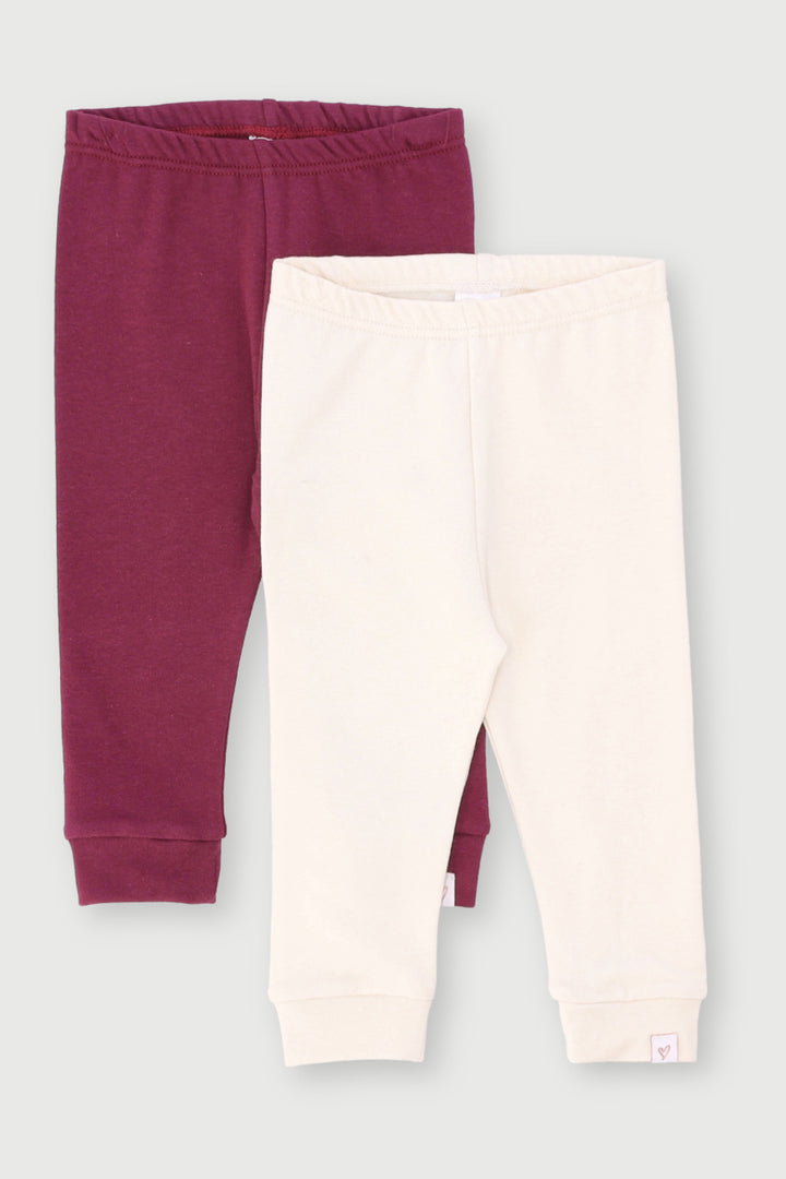 Baby Girls 2 Pack Strech Fleece Legging - Grape