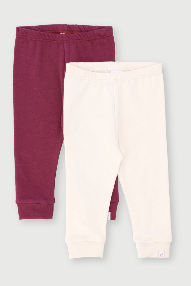 Baby Girls 2 Pack Strech Fleece Legging - Grape