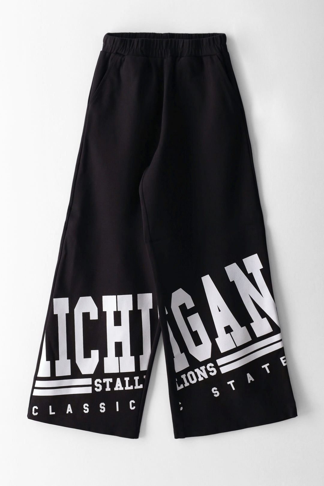 Girls Michigan State Hem Print Wide Leg Pant - Black