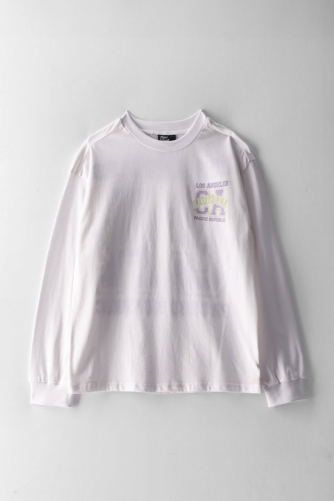 Girls College Print Long Sleeve Tee - White