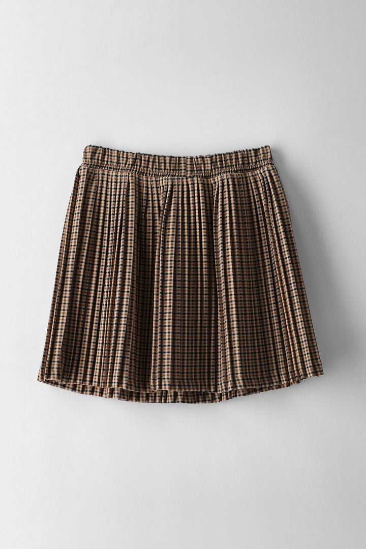 Girls Check Sun Ray Pleat Skirt - Multi
