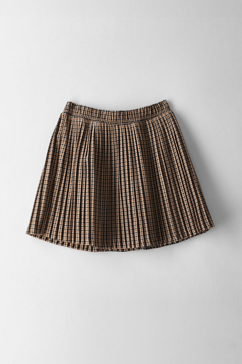 Girls Check Sun Ray Pleat Skirt - Multi