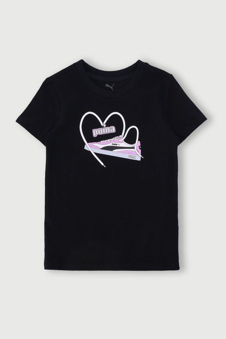Girls Graphic Slim Sneaker Tee - Black