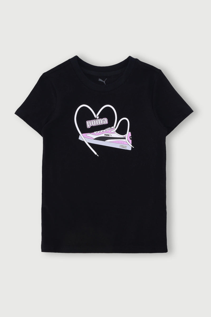 Girls Graphic Slim Sneaker Tee - Black