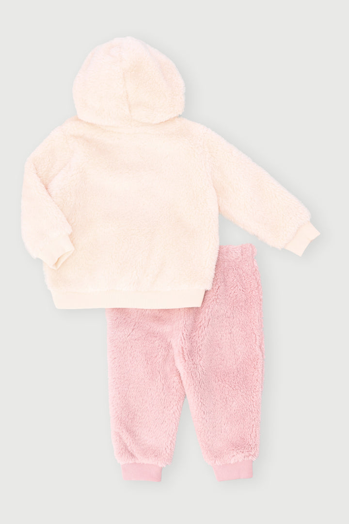 Baby Girls Bow Embroidery Sherpa Set - Pink