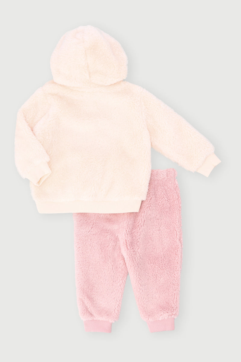 Baby Girls Bow Embroidery Sherpa Set - Pink