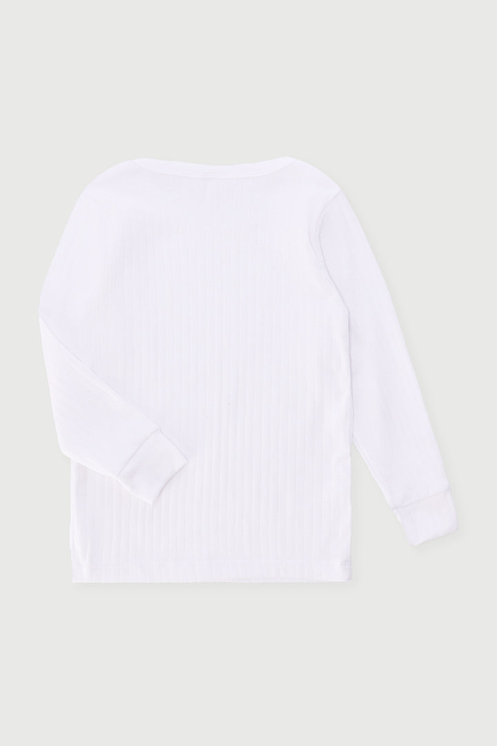 Pre-Boys Long Sleeve Thermal Vest - White