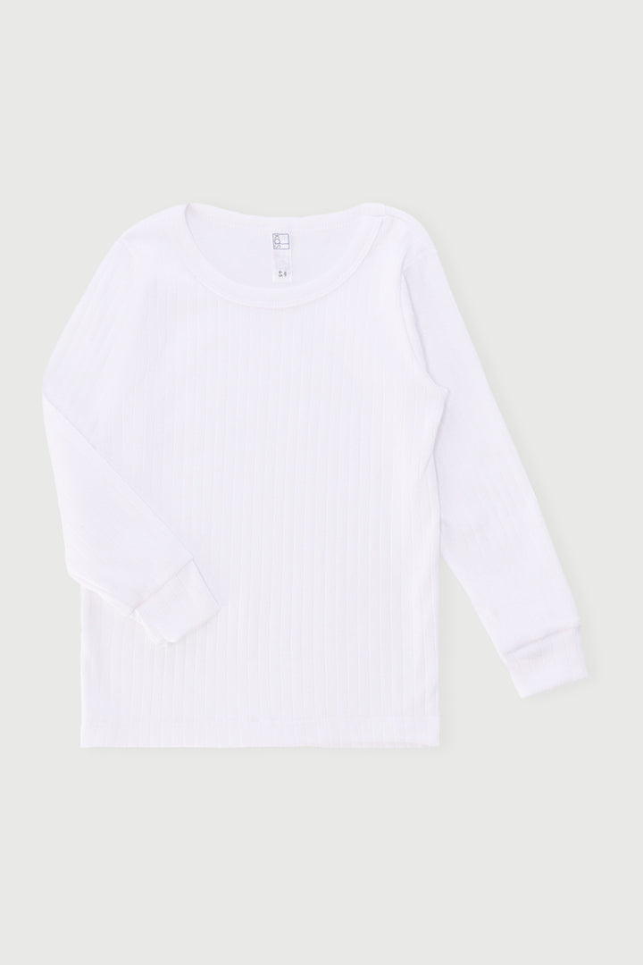 Pre-Boys Long Sleeve Thermal Vest - White