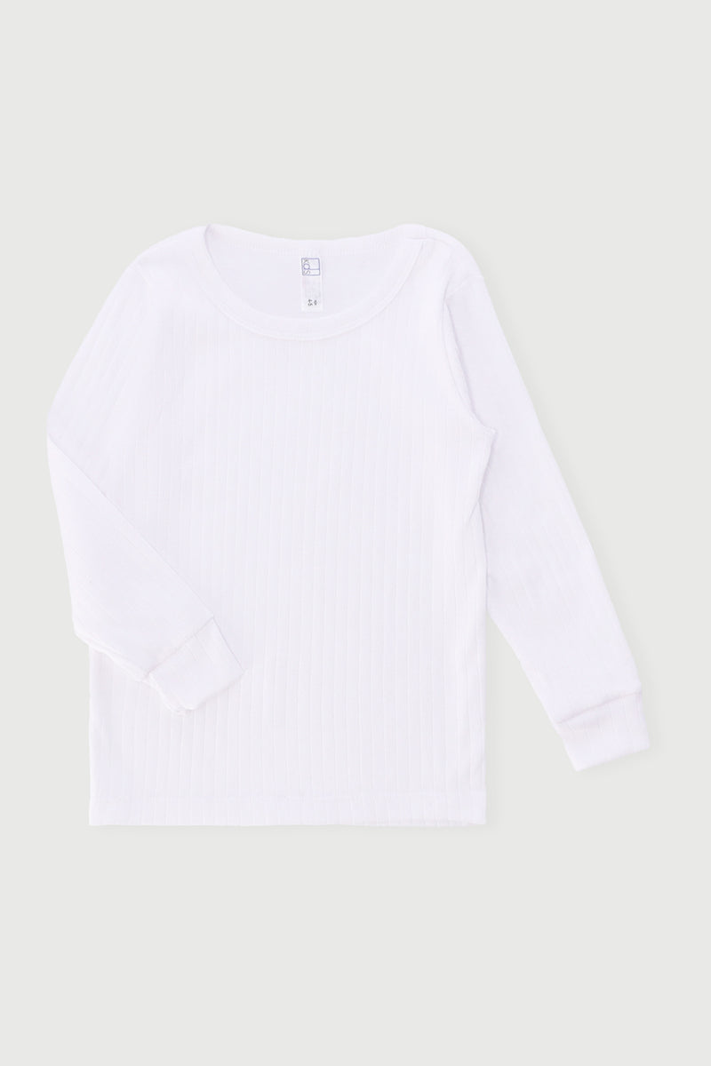 Pre-Boys Long Sleeve Thermal Vest - White