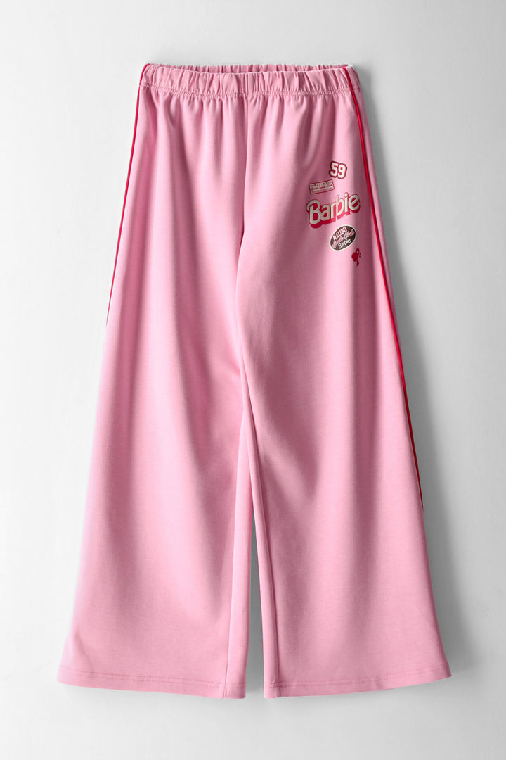 Girls Badge Piping Wideleg Pants - Pink