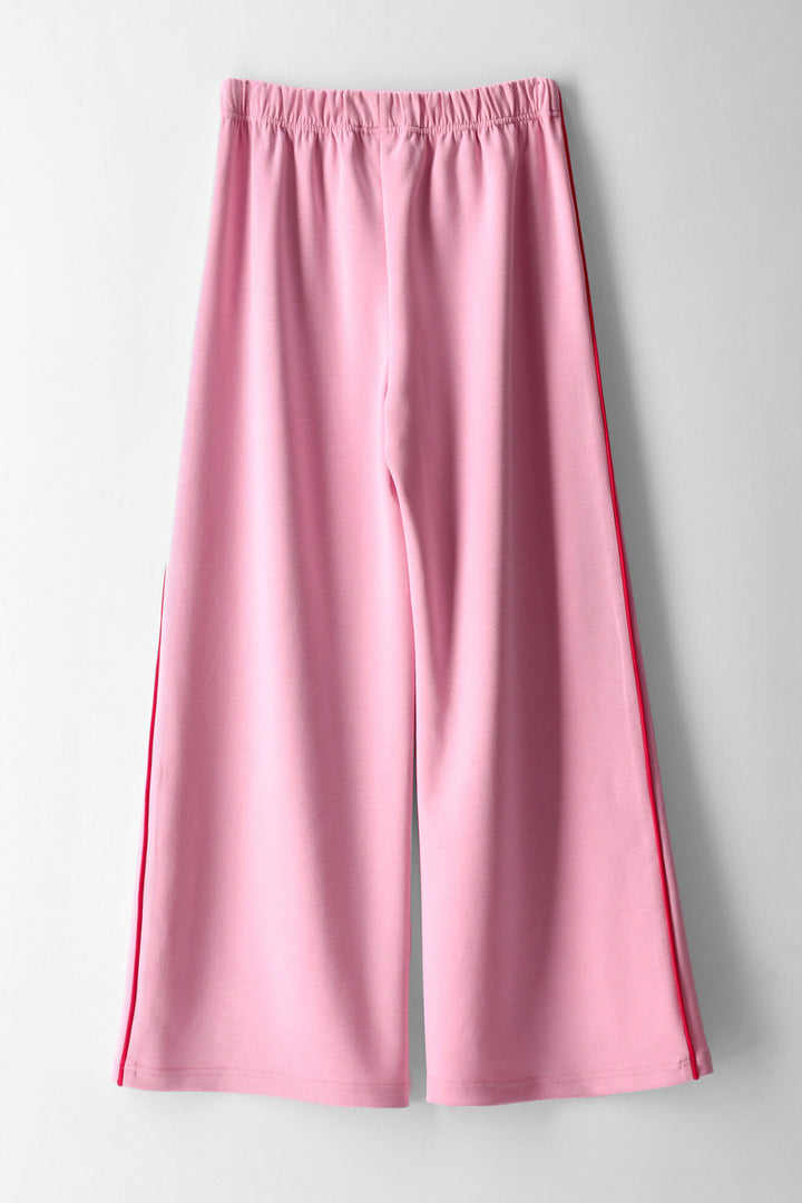 Girls Badge Piping Wideleg Pants - Pink
