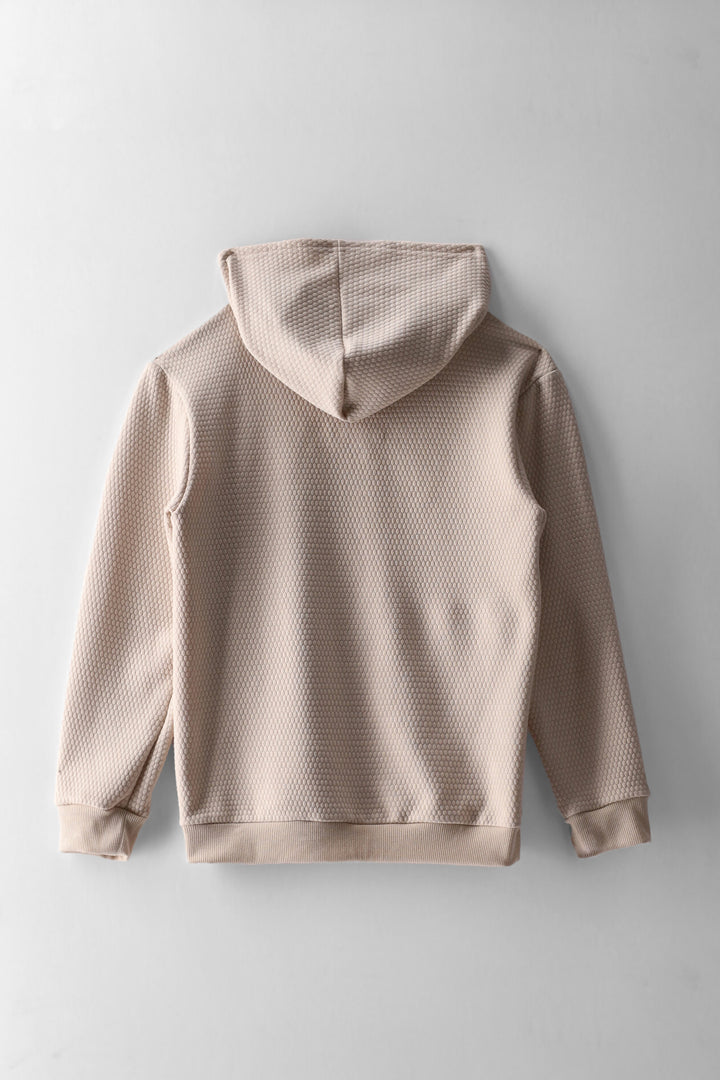 Boys Textured Lightweight Hoody - Stone
