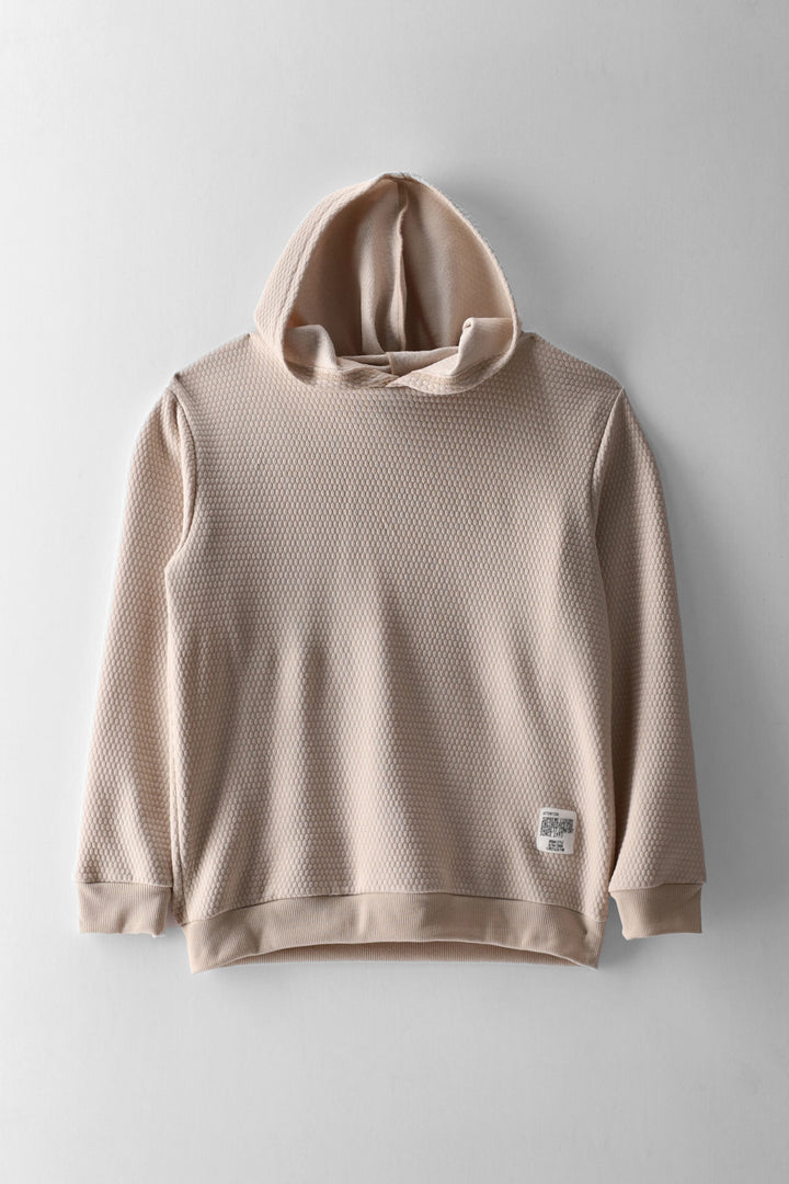 Boys Textured Lightweight Hoody - Stone