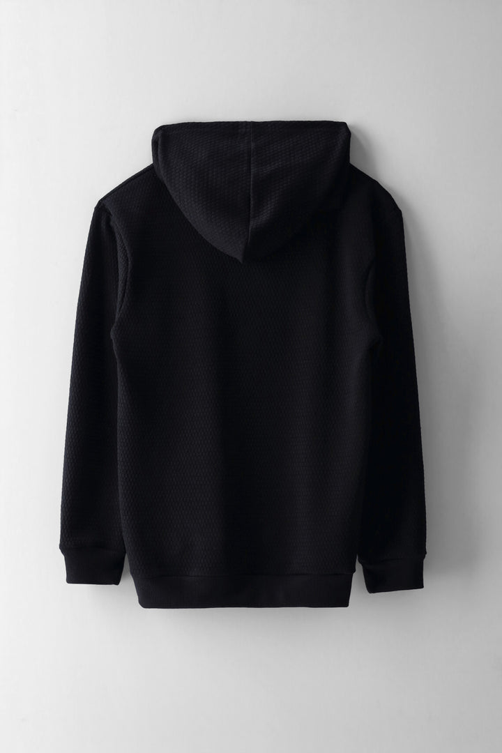 Boys Textured Lightweight Hoody - Black
