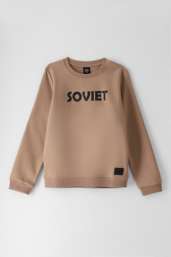 Boys Zander Pull Over Sweat Top - Sand