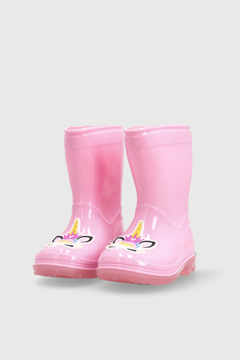 Pre-Girls Unicorn Crown Welly Boot - Pink