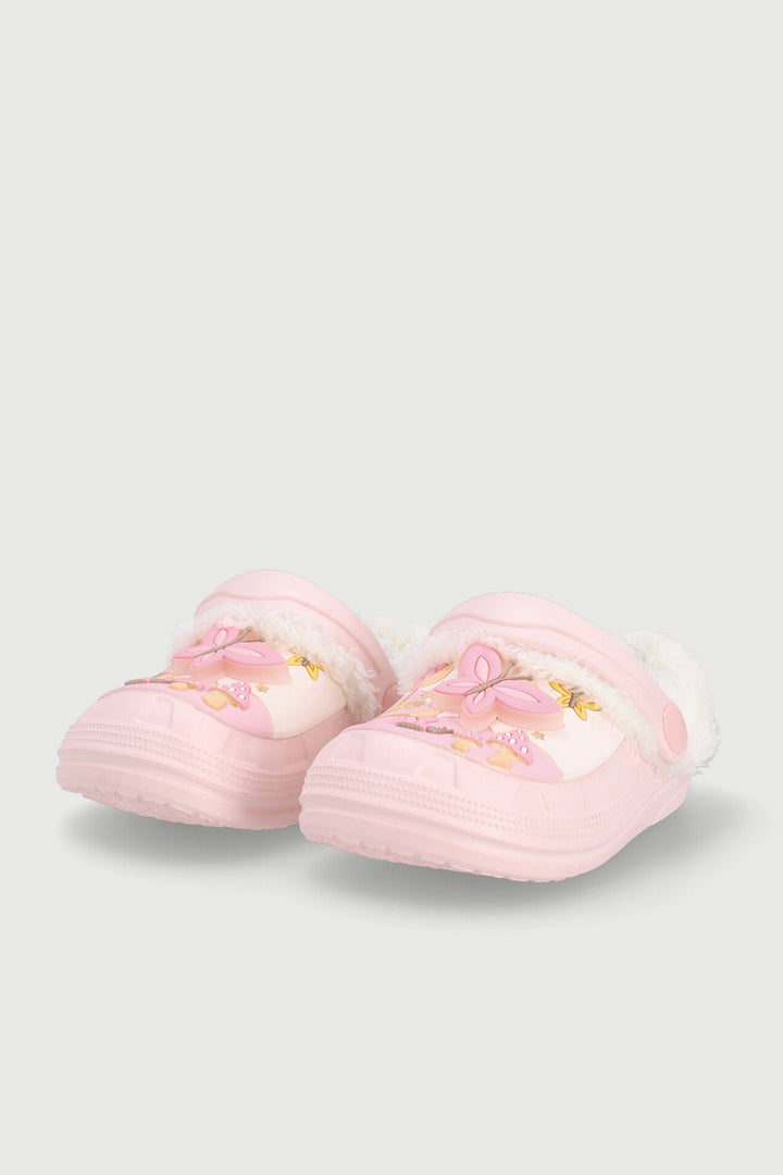 Baby Girls Butterfly Furlined Clog - Light Pink