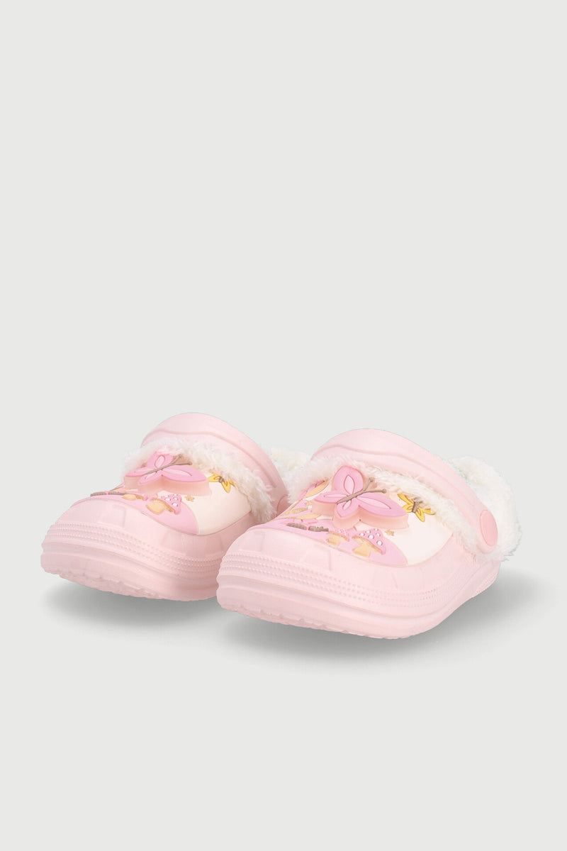 Baby Girls Butterfly Furlined Clog - Light Pink