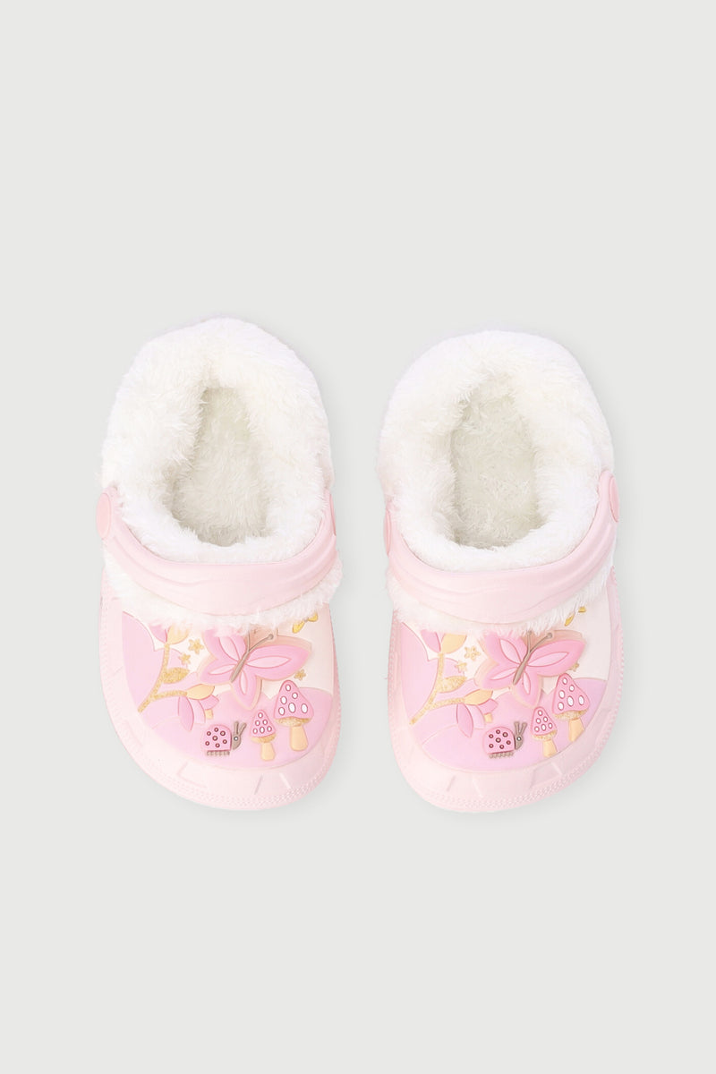 Baby Girls Butterfly Furlined Clog - Light Pink