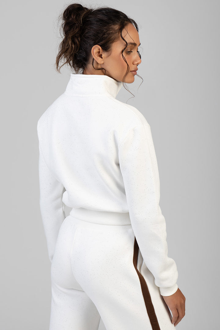 Colour Block Quarter Zip Tracktop - Off White