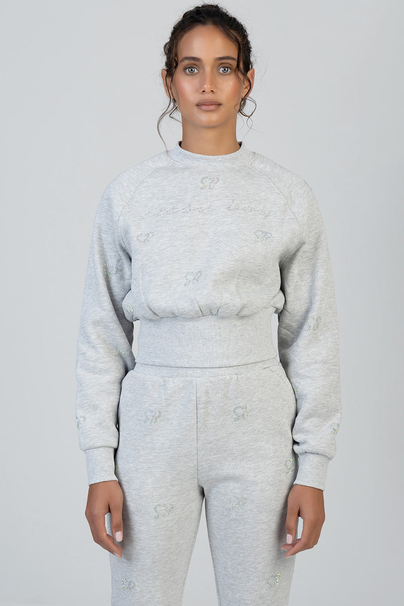 Bling Fleece Top - Grey Melange