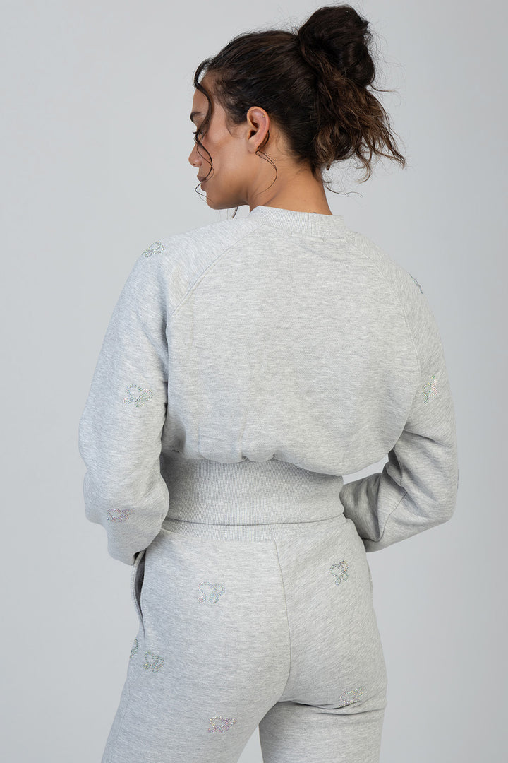 Bling Fleece Top - Grey Melange