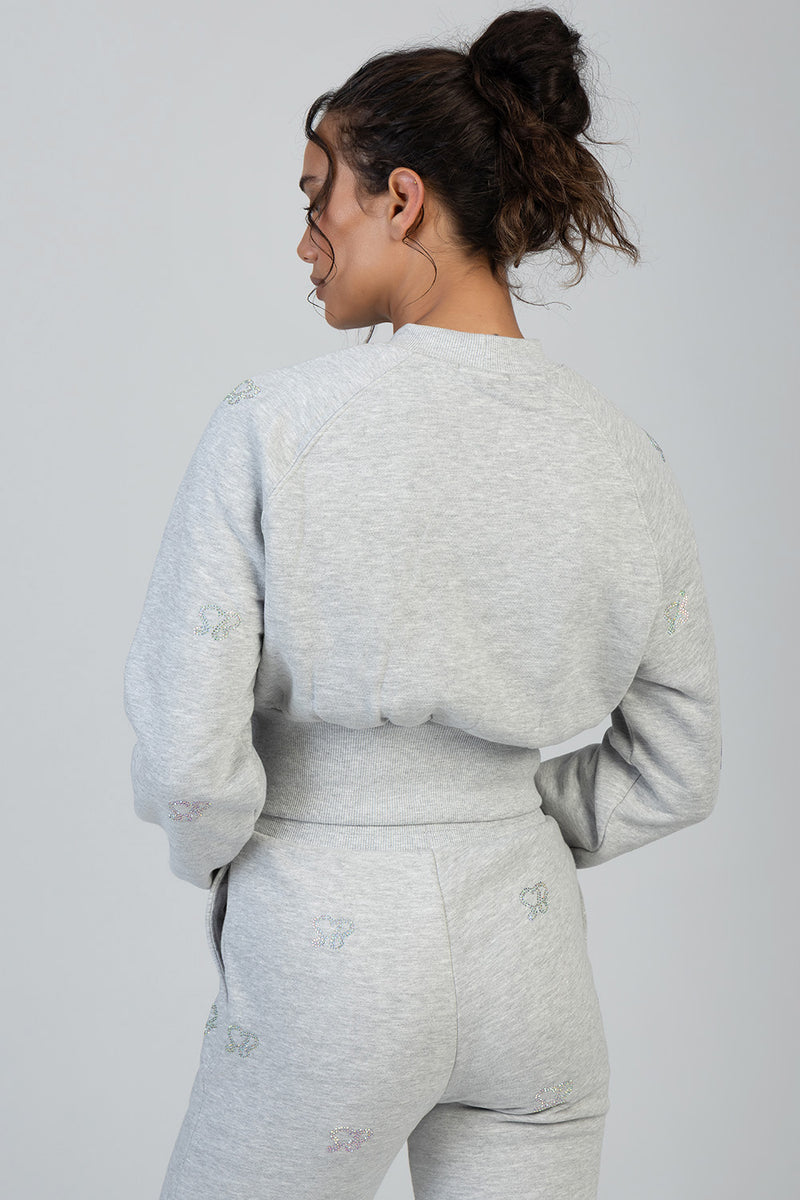 Bling Fleece Top - Grey Melange