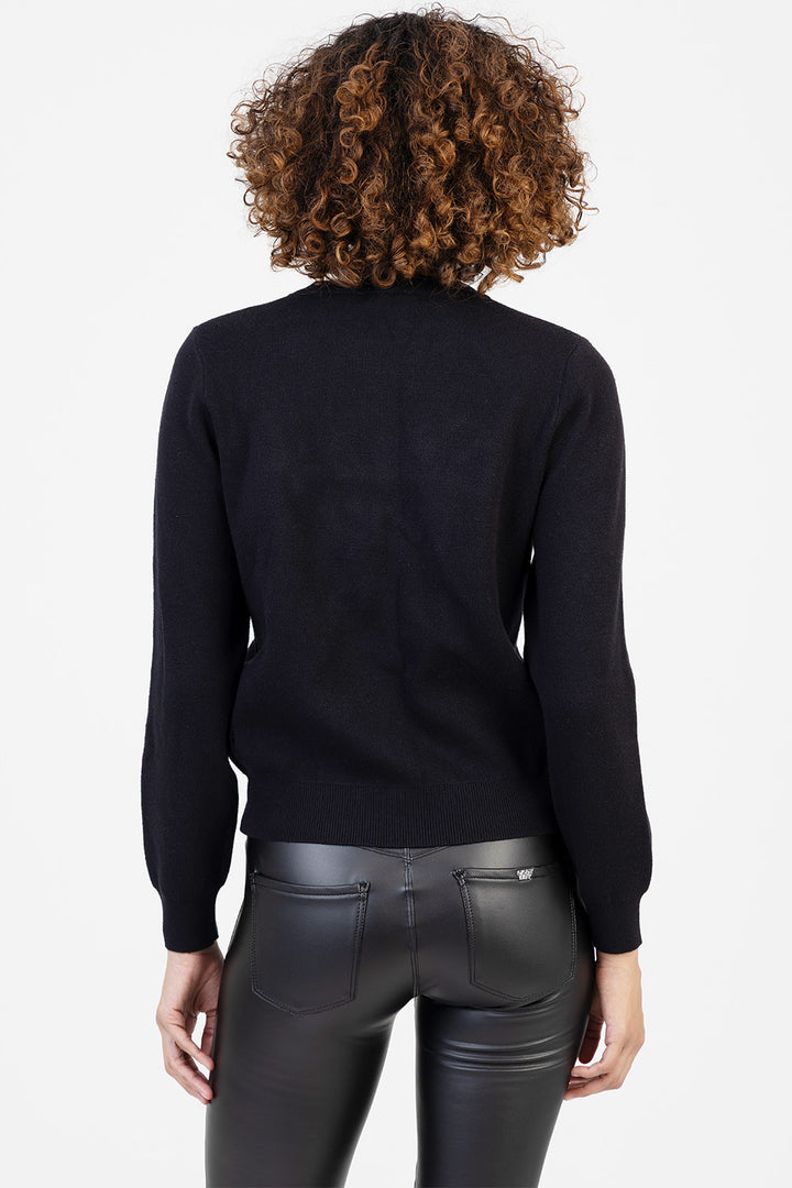 Bling Logo Knit Top - Black