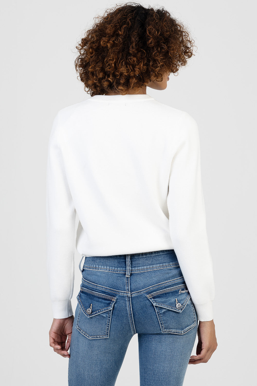 Bling Logo Pearl Knit Top - Off White