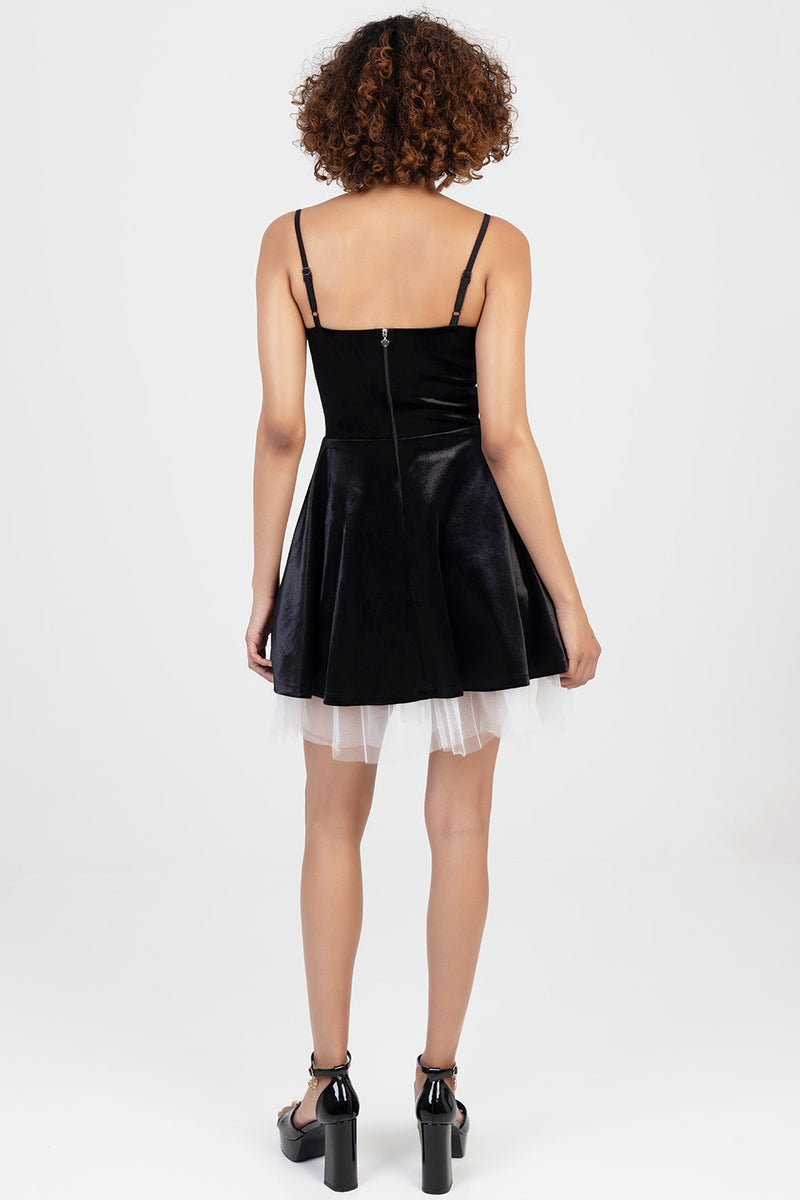 Skater Style Mini Dress - Black