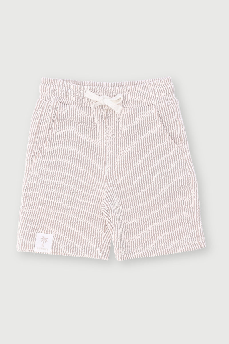 Pre-Boys Seersucker Shorts - Stone