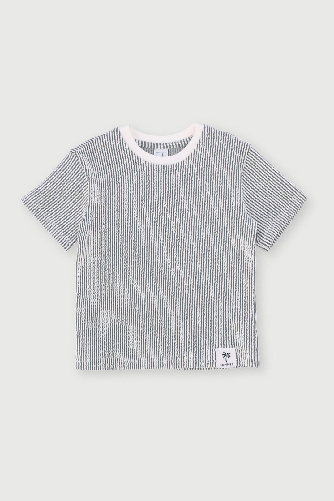 Pre-Boys Short Sleeve Seersucker Tee - Black