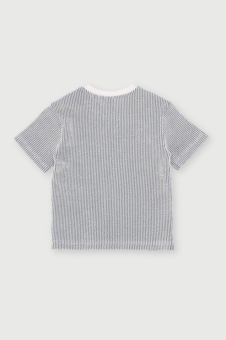 Pre-Boys Short Sleeve Seersucker Tee - Black