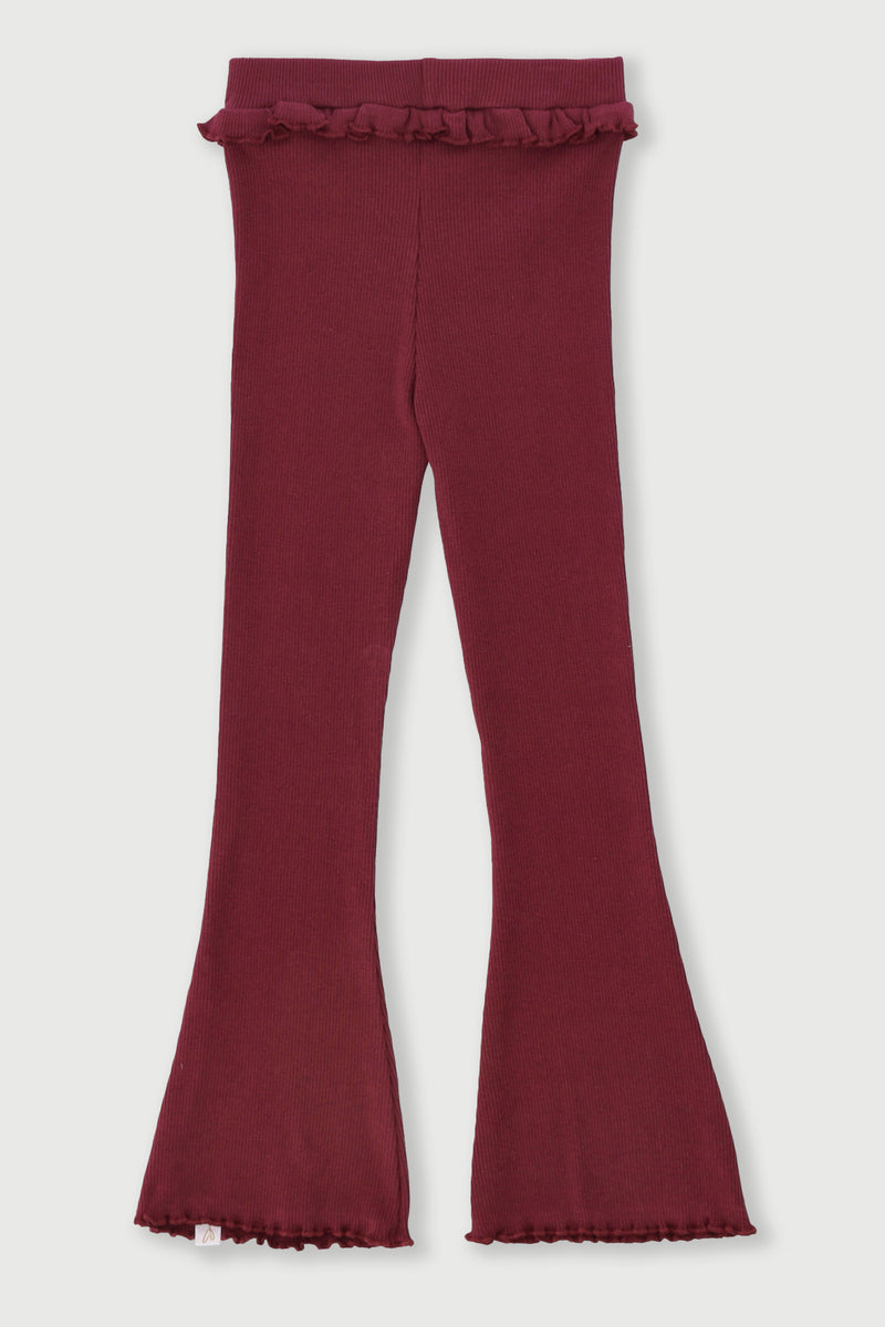 Pre-Girls Frilled Rib Legging - Burgundy