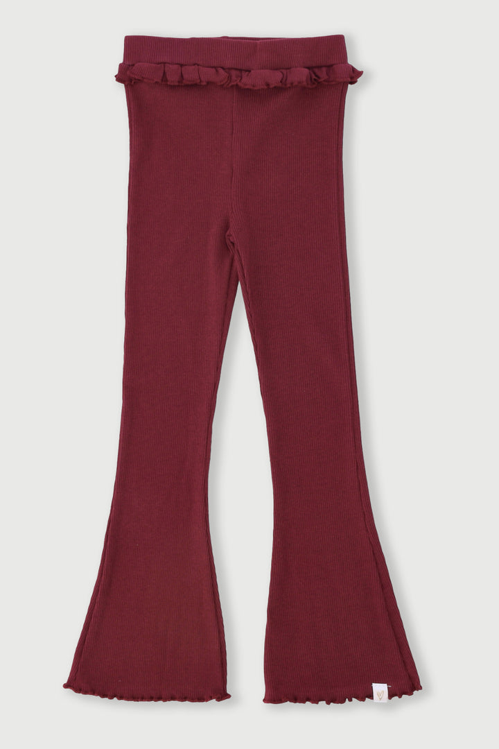 Pre-Girls Frilled Rib Legging - Burgundy