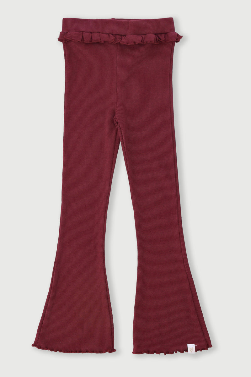 Pre-Girls Frilled Rib Legging - Burgundy