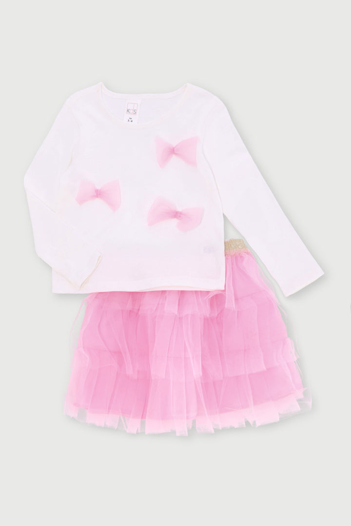 Pre-Girls Tutu Skirt With Bow Top - Cream
