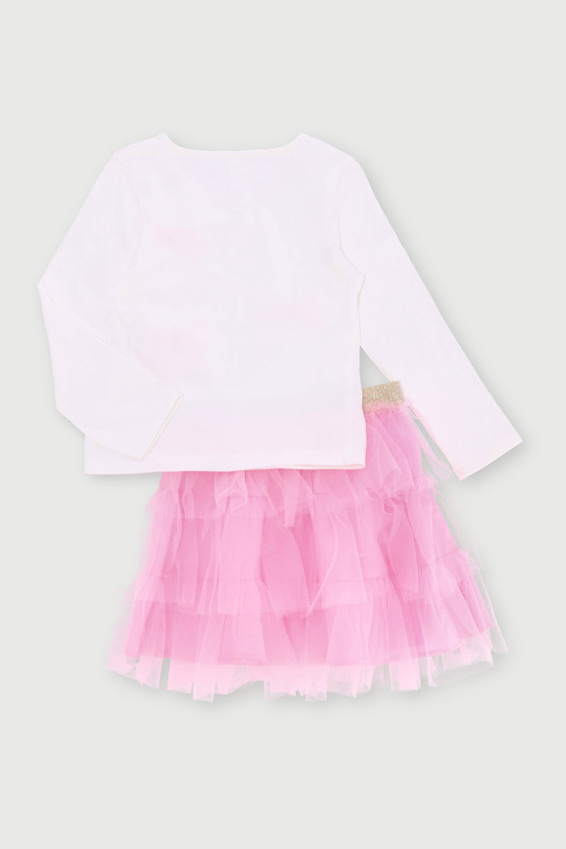 Pre-Girls Tutu Skirt With Bow Top - Cream