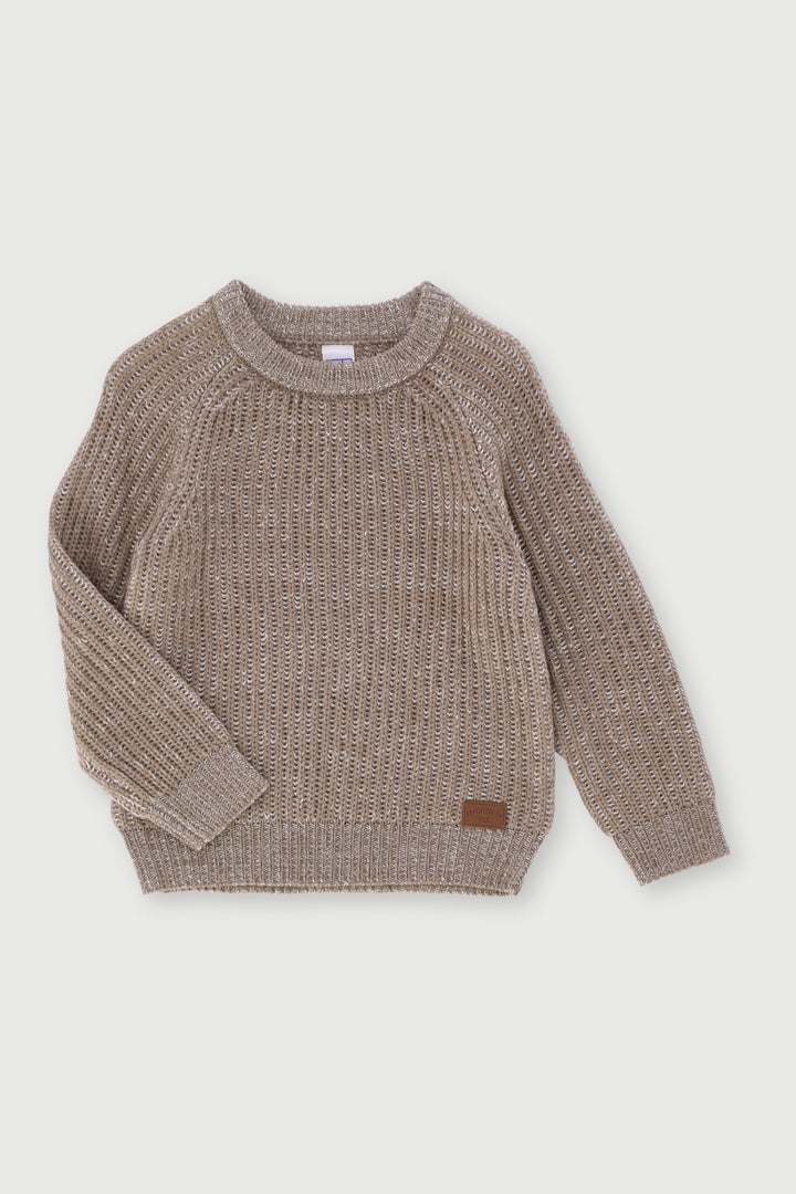 Pre-Boys Two Tone Knit Pullover - Khaki