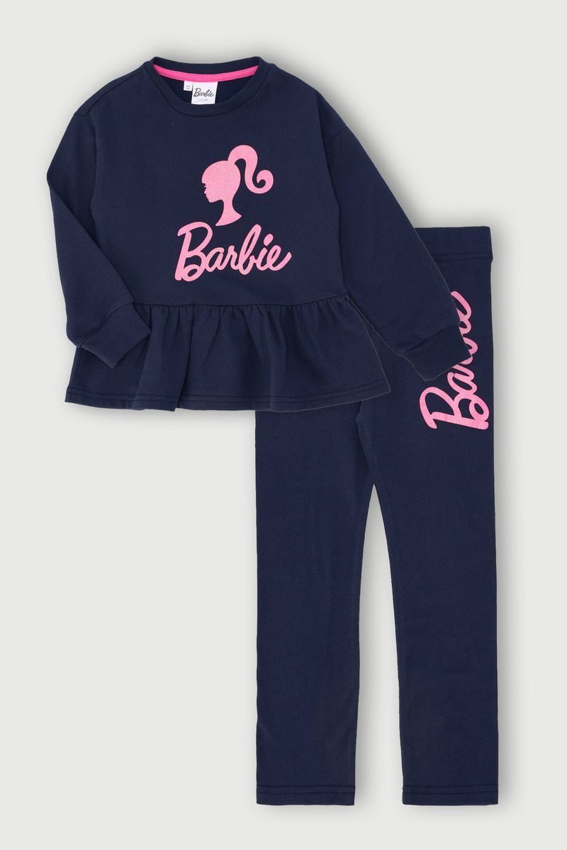 Pre-Girls Barbie Fleece Legging Set - Navy