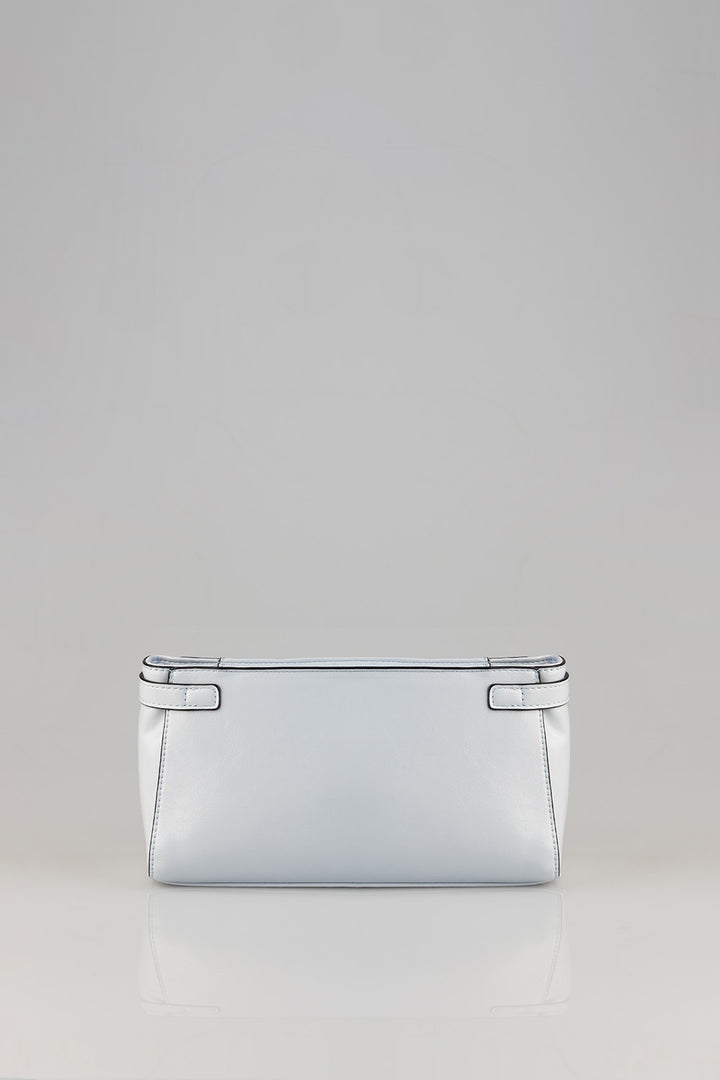Structured Shoulder Bag With Gold Trim - Aqua Blue