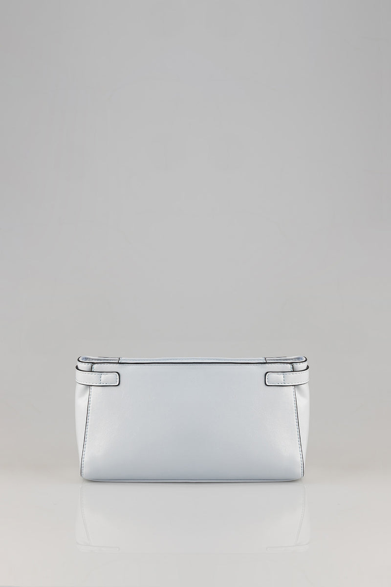 Structured Shoulder Bag With Gold Trim - Aqua Blue