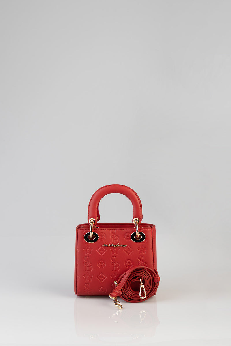 Debossed Love Mini Tote Bag - Red