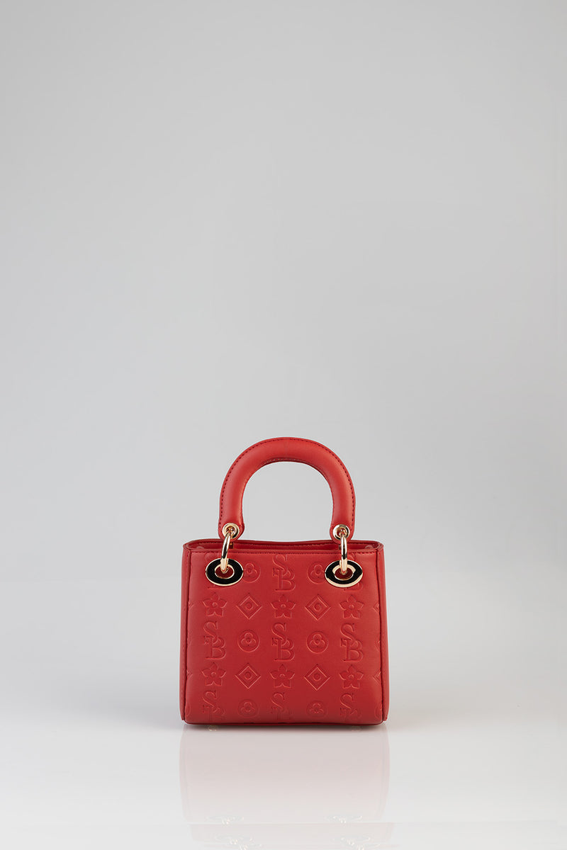 Debossed Love Mini Tote Bag - Red