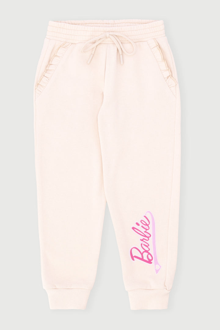 Pre-Girls Barbie Fleece Jogger - Stone