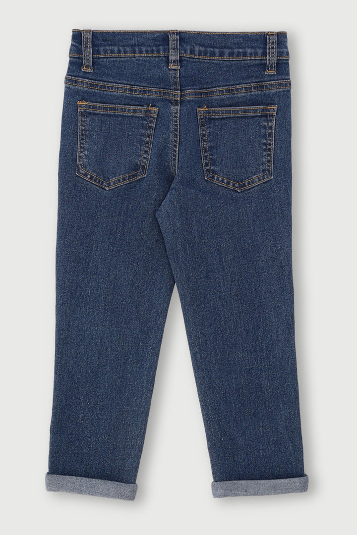 Pre-Boys 3 Badge Rip & Repair Denim - Dark Blue