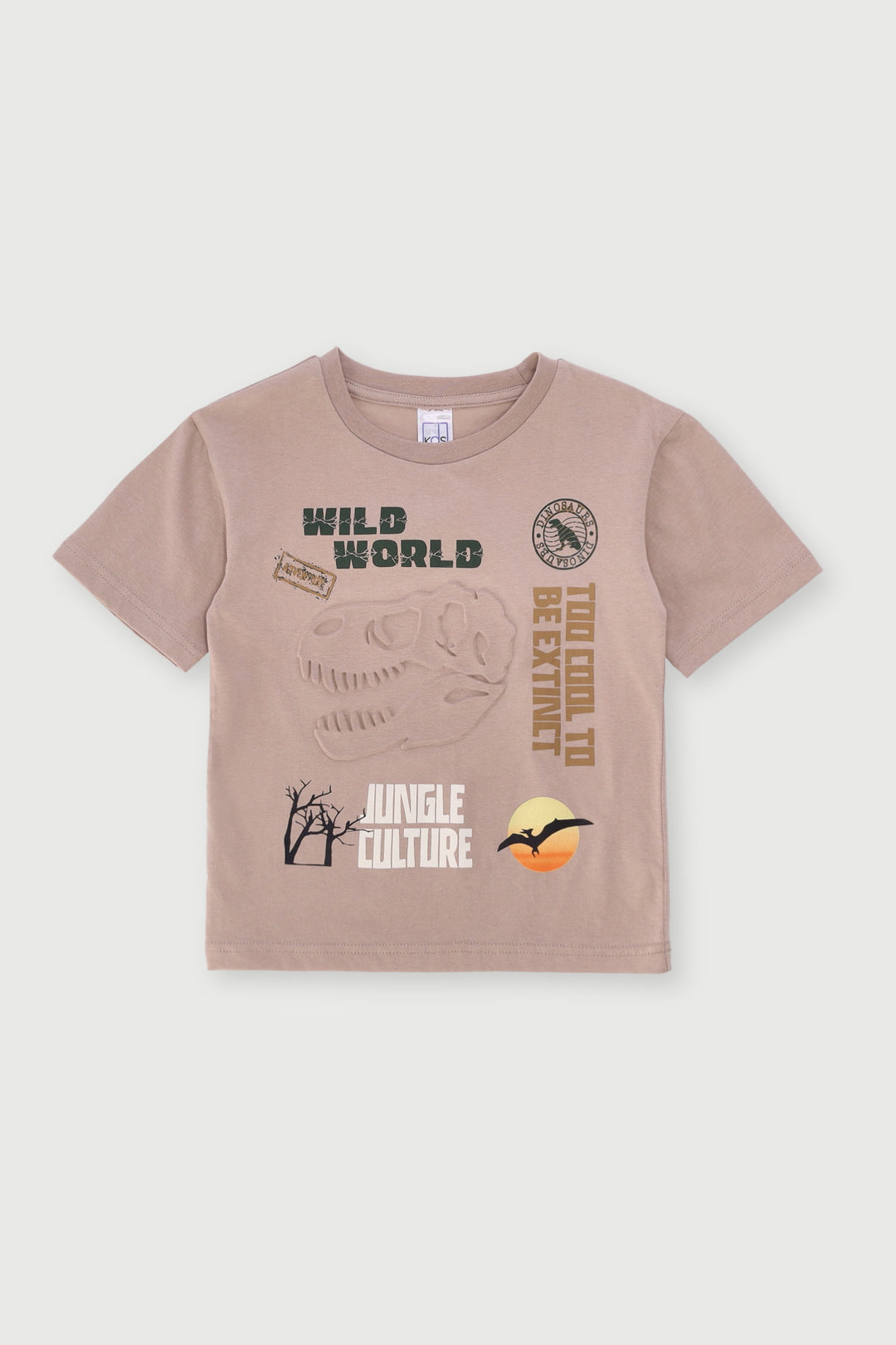 Pre-Boys Embossed Dino Tee - Stone