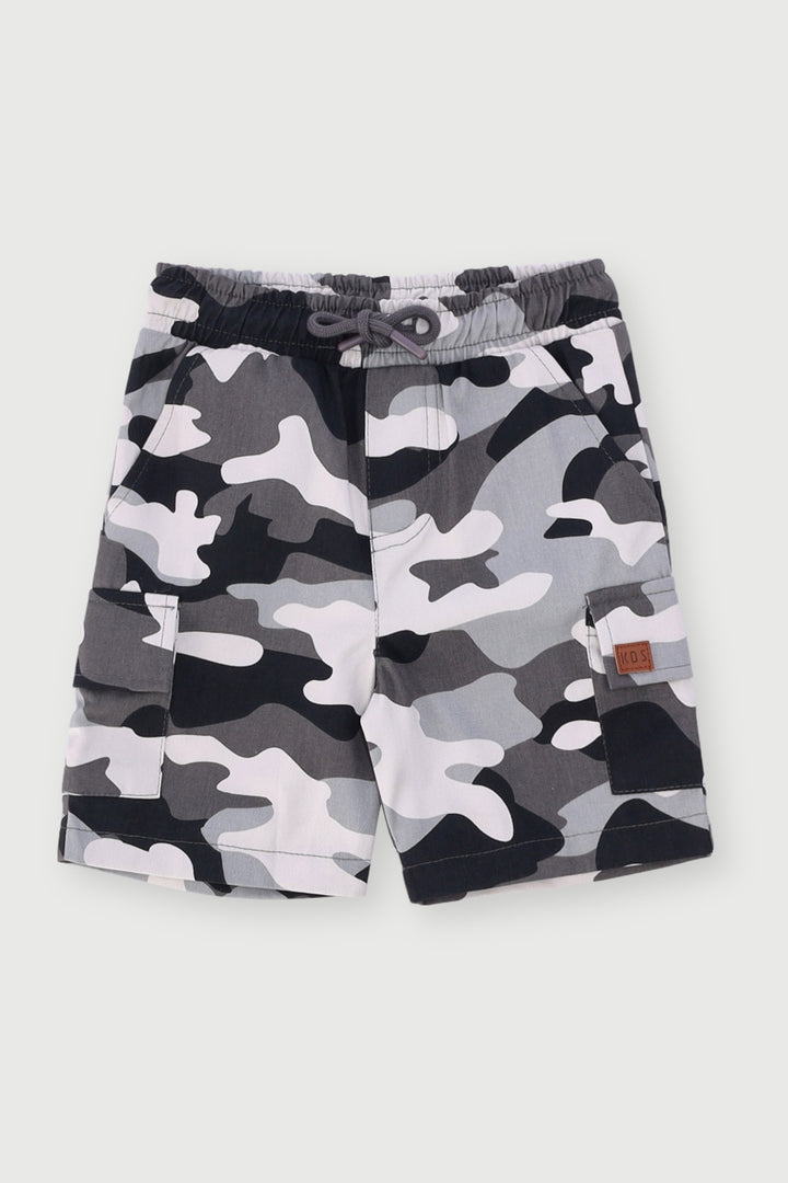 Pre-Boys Cargo Camo Shorts - Grey