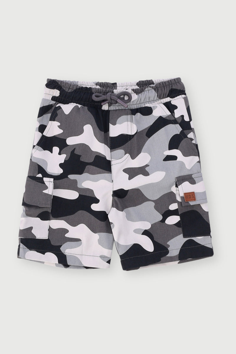 Pre-Boys Cargo Camo Shorts - Grey